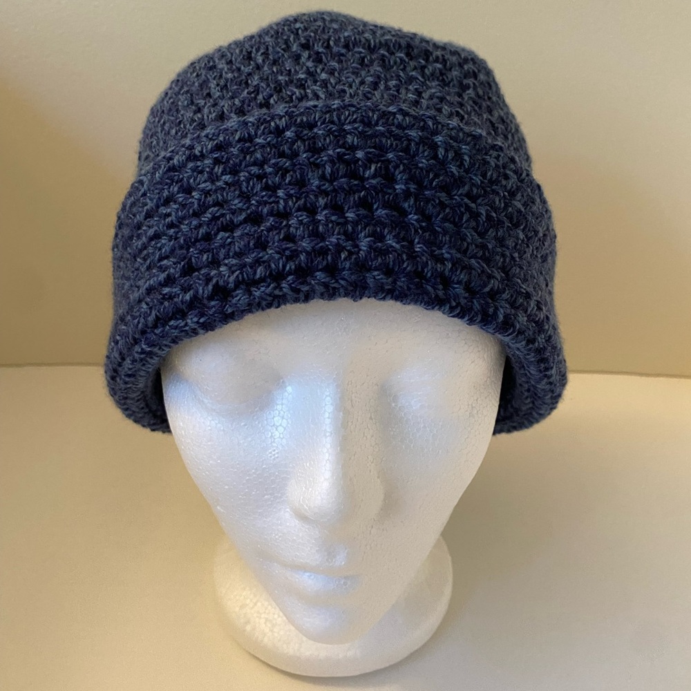 Men's Navy Blue Crochet Beanie